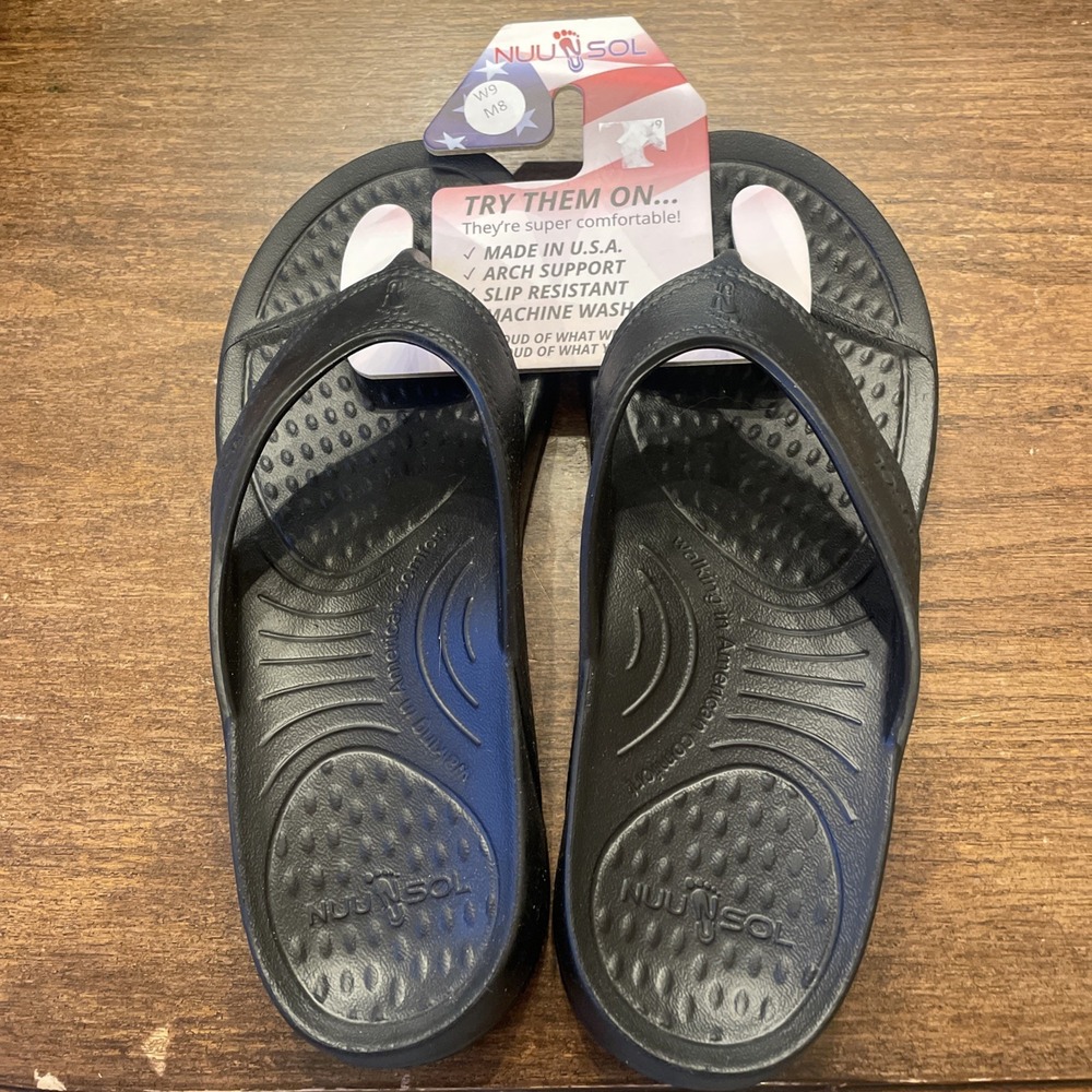 NUUSOL Cascade Women's Flip Flop Eclipse Black W9 M8 USA Made  New